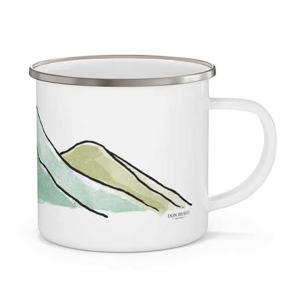 Don Bravo Enamel Camping Mug – Mountain Sketch Edition (12oz)
