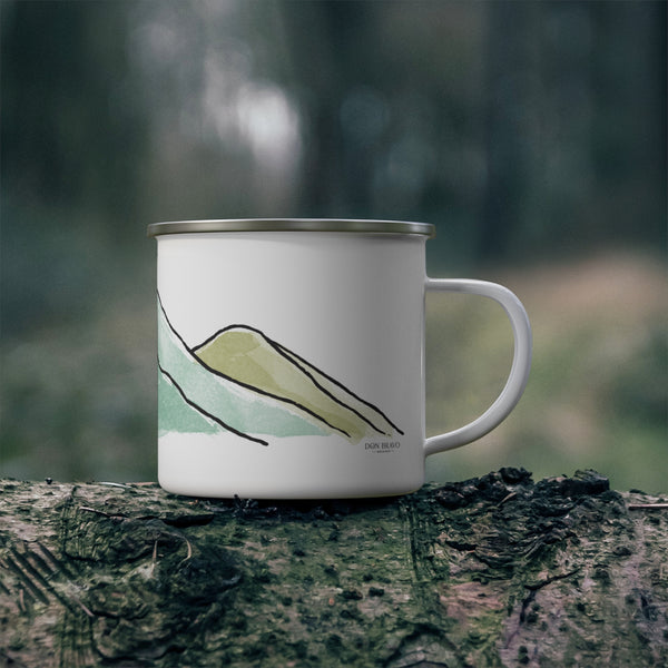Don Bravo Enamel Camping Mug – Mountain Sketch Edition (12oz)