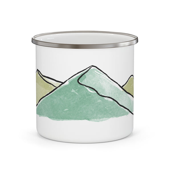 Don Bravo Enamel Camping Mug – Mountain Sketch Edition (12oz)