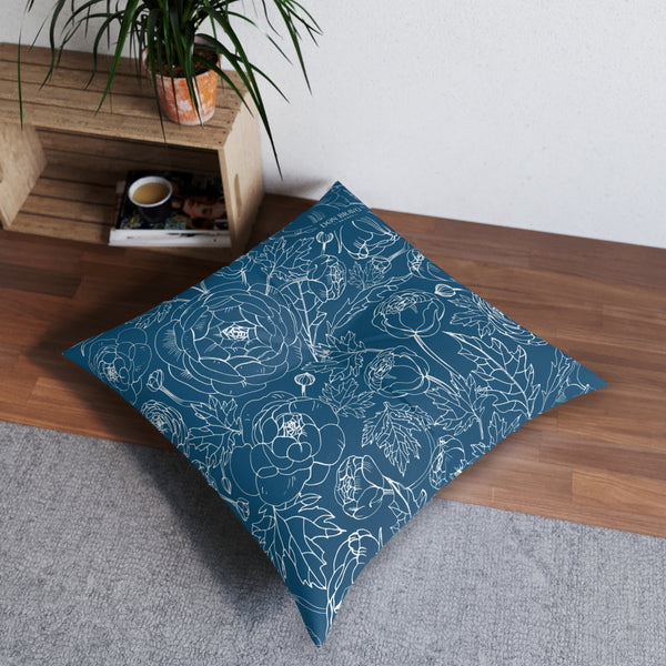 Don Bravo Tufted Floor Pillow 'Midnight Bloom' Edition
