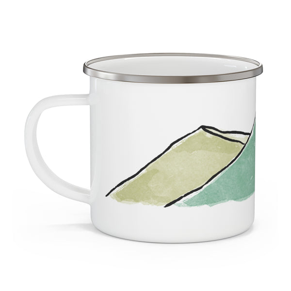 Don Bravo Enamel Camping Mug – Mountain Sketch Edition (12oz)